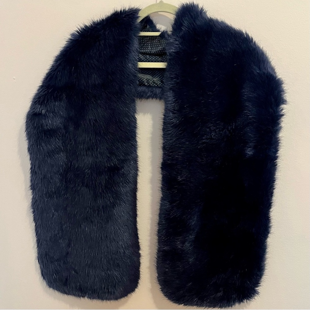 Navy Blue Faux Fur Shawl Scarf